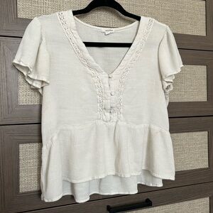 Lace Trim White Babydoll Top